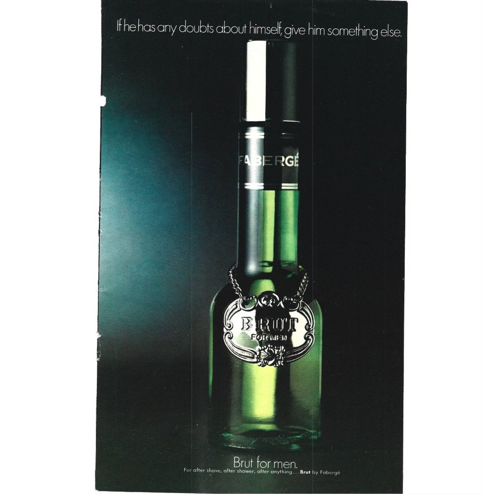 Brut Cologne for Men 1980s Vintage Print Ad 9 inch Tall